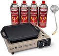 GasOne Propane or Butane Gas Stove with Flat Top Griddle Included – Dual Fuel Propane Grill Tent Stove Burners for Cooking for Camping, Kitchen – Diecast Aluminum with Non Stick Coating Stove + 4 Fuel by GasOne