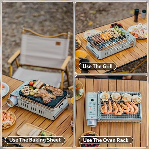 Naturehike Butane Grill Stove Outdoor Camping Stove Portable with Detachable 4-Piece Cookware Set with Carrying Bag for Picnic Backpacking and Tailgating - Image 2