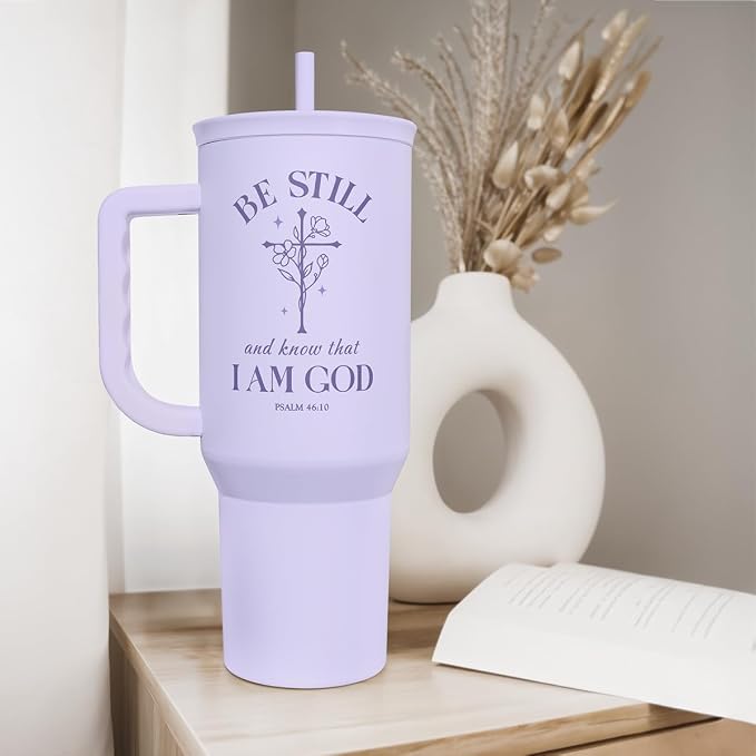 Christian Gift for Women – Insulated Stainless Steel Tumbler with Handle and Straw - Religious Inspirational Gifts for Birthday Christmas, 40oz - Image 7
