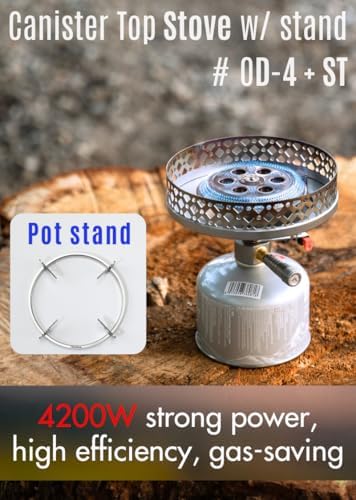 CAMPINGMOON Canister Top Stove 4200W Isobutane Pot Stand OD-4/OD-4-ST - Image 2