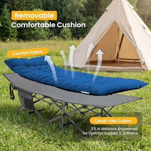 OLIXIS Camping Cot, Camping Bed, Sleeping Cot, 2 Pack Rollaway Bed - Image 5