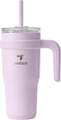 REDUCE 24 oz Stainless Steel Tumbler with Handle - Dual-Wall Vacuum Insulated Travel Mug, Sweat-Proof Lid & Reusable Straw - Keeps Drinks Cold for 24 Hrs, Fits Cupholders, Dishwasher Safe - Lilac Bud by Reduce