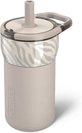 BrüMate Leap 12oz 100% Leakproof Kids Tumbler with Handle and Silicone Soft Straw | Drop Resistant Silicone Sleeve | For Kids 4+ | Insulated Stainless Steel | Cup Holder Friendly | 12oz (Zebra) by Br%C3%BCMate