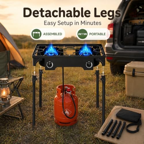 Outvita 2 Burner Propane Gas Stove for Outdoor Cooking, 150,000 BTU - Image 5