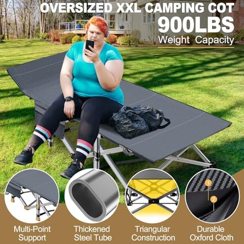 DoCred Oversized XXL Folding Camping Cot with Mattress, 2 Pack 32" Wide Cot - Image 3