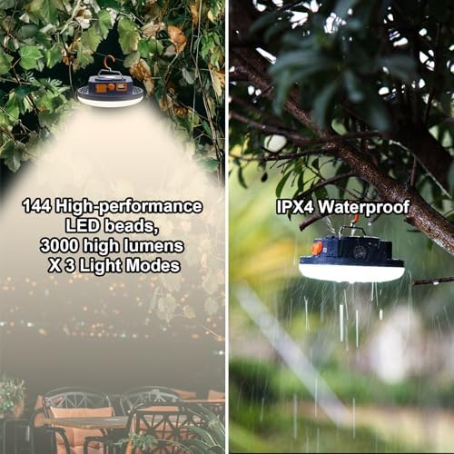 10000mAh 4000LM Camping Light 4 Light Modes Portable LED Camping Lantern Rechargeable Light 30W with Digital Power Display and Magnet , IPX5 Waterproof Tent Lights Power Failure Emergency Light - Image 7