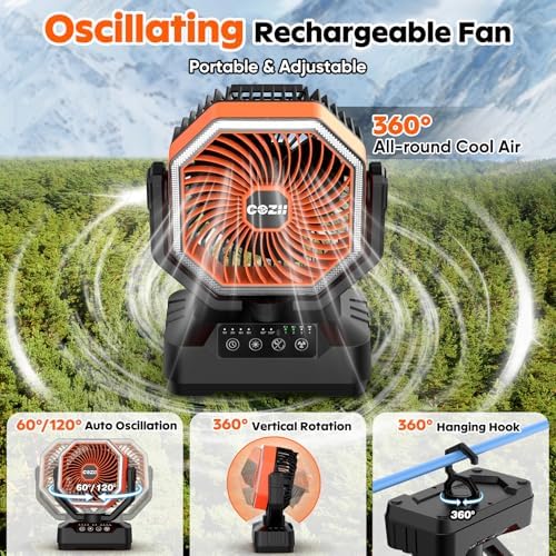 Battery Powered Fan, 20000mAh Portable Fan Rechargeable Up to 70H Runtime - Image 4