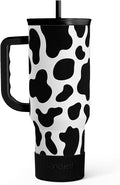 SANDJEST Cow Tumbler with Handle 40oz, Cow Print Cup Stainless Steel Tumblers Coffee Travel Cups with Slider Lid, Cow Gifts for Women Birthday Christmas Mothers Day by SANDJEST