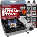 Chef Master Butane Camping Stove + 4x 8 oz Fuel, Backpacking, 15,000 BTU by ChefMasterProfessional
