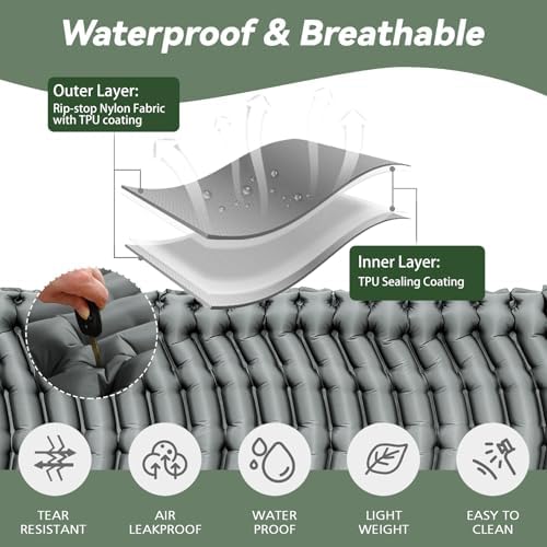 Ultralight Camping Sleeping Pad with Pillow & Built-in Foot Pump - Image 4