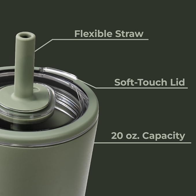 HydroJug Everyday Tumbler 20 oz – Ceramic-Lined Insulated Tumbler with Straw and Soft-Touch Lid, Cup Holder Friendly, Double-Wall Vacuum Insulation, Reusable Travel Cup – Courtyard - Image 4