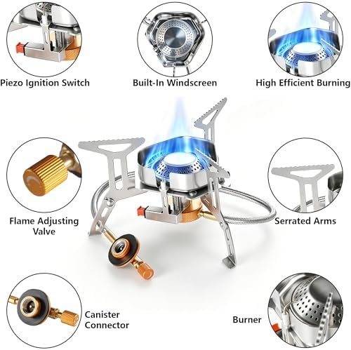 SHENDU 3500W Windproof Camping Backpacking Stove Foldable Fuel Adapters - Image 2