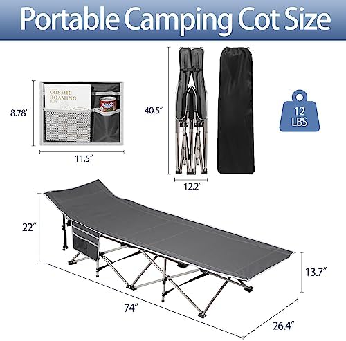 Portable Camping Cot with Mattress, Sleeping Bed,Single Lounge Chaise - Image 2