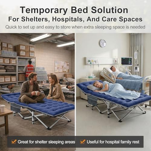 ABORON Camping Cot for Adults, 28 in Wide Folding Bed with Mattress - Image 3