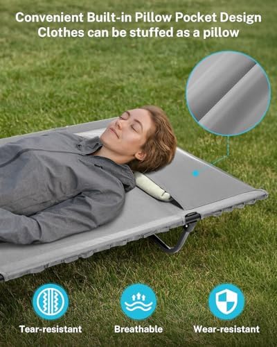 Gonex 31" Wide Camping Cot Lightweight Folding Portable Camp Cot for Adult - Image 3