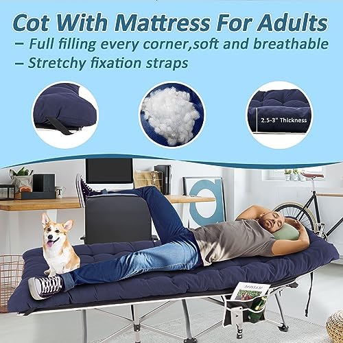 HABUTWAY Camping Cots for Adults, 600lbs Capacity, Folding Camping Cot with Mattress, Sleeping Cots for Adults with Carry Bags for Travel,Beach,Patio,Home Office,Nap Time - Image 6