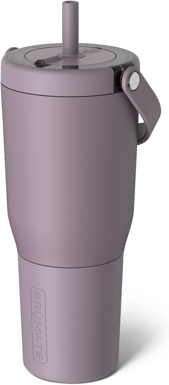 BrüMate Resa 35oz 100% Leakproof Travel Tumbler w/Handle & Straw | Flexible SoftSip Straw | Silicone Sleeve for Durability | Stainless Steel | Cup Holder & Travel Friendly Water Bottle (Lilac Dusk) by Br%C3%BCMate