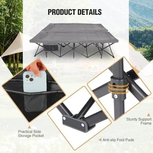 REDCAMP 2 Person Extra Wide Camping Cots for Adults 500lbs - Image 4