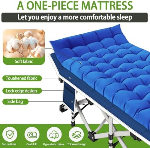 COLMERD Camping Cot with Comfortable Pad, Sleeping Cots for Adults - Image 3