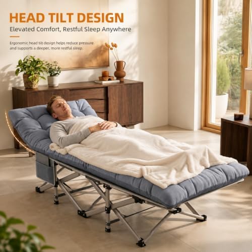 Camping Cots for Adults, 2 Pack Sleeping Cots with Detachable Pad, 800LB - Image 5