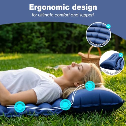 Ultralight Camping Sleeping Pad with Pillow & Built-in Foot Pump - Image 3