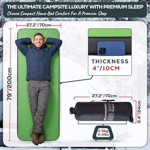 Gear Doctors Artemis 8.3 R-Value Self Inflating Sleeping Pad Camping—Air Mattress Camping—Mattress Pad 4 Season 3D Air Foam 4" Thick Insulated Inflatable Foam Sleeping Mat for Luxury Camp/Car/Cot/Tent - Image 2
