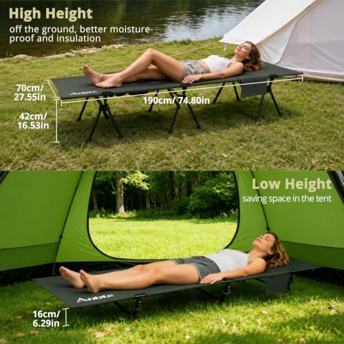 Anbte Height Adjustable Camping Cot, Support 400 lbs, Portable for 1 Person - Image 3