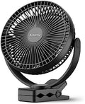 Koonie 8" Clip on Fan, 10000mAh Rechargeable Battery, Strong Airflow, Black by Koonie