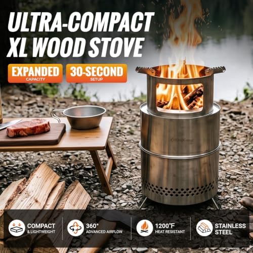 KingCamp Portable Camping Stove 304 Stainless Steel Wood Burning Stove - Image 6