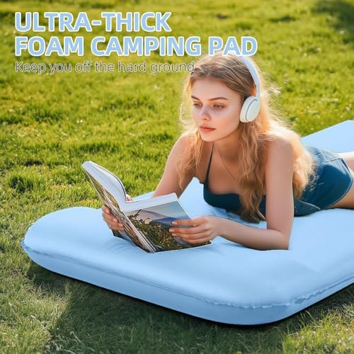 Wevelel Memory Sleeping Pad, 3.1" Ultra-Thick Foam Sleeping Mats for Camping, Easy Inflate&Deflate,9.5 R-Value Insulated Camping Mattress Pad with Pillow, for Car Travel Tent - Image 5