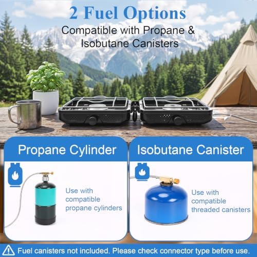 Uniflasy 2 Burner Camping Stove Kit with Carry Bag & Wind Guards - Image 5