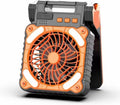 Upgraded Solar Camping Fan with Lantern - Rechargeable Battery Operated Fan 90° Adjustable Portable Table Fan for Hurricane Power Indoor Outdoor Use(Orange) by Unknown