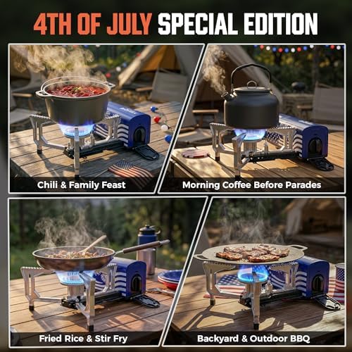 BIG HORN OUTDOORS Butane Camping Stove, Portable Folding Gas Burner with Carry Bag for Camping, Emergency Use, Outdoor Cooking & 4th of July Parties - Image 6