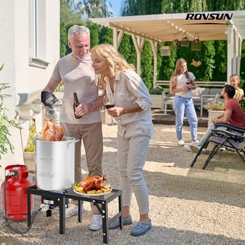 ROVSUN Portable Propane Gas Stove with Foldable Side Rack, Single Burner Camp Stove Cooker for Outdoor Backyard Cooking, Camping, Tailgating, Canning, Turkey Frying & Seafood Boiling, Patent Pending - Image 7