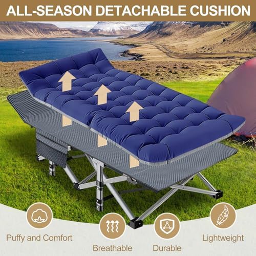 DoCred Oversized XXL Folding Camping Cot with Mattress, 2 Pack 32" Wide Cot - Image 6
