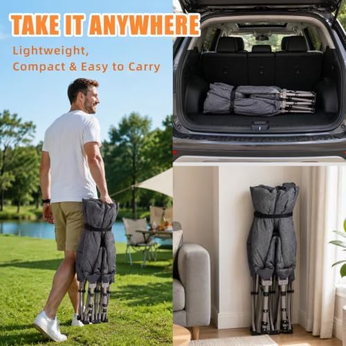10-Leg Heavy Duty Camping Cot for Adults with Mattress - Image 7
