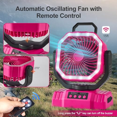 Odoland Portable Camping Fan with Light, 20000mAh Rechargeable Battery Fan - Image 5