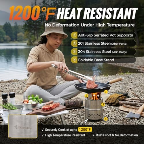 KingCamp Portable Camping Stove 304 Stainless Steel Wood Burning Stove - Image 4