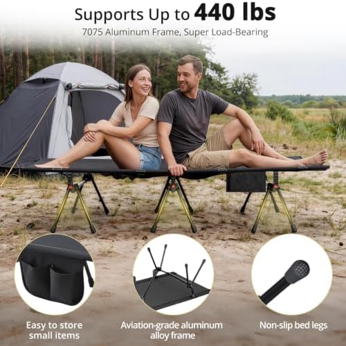 Anbte Height Adjustable Camping Cot, Support 400 lbs, Portable for 1 Person - Image 4
