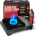 GasOne GS-5900A 15,000 BTU Portable Butane Camping Stove with Heavy Duty Case: Automatic Ignition, High Output, Precise Heat Control - Camping & Tailgating and Outdoor Cooking by GasOne