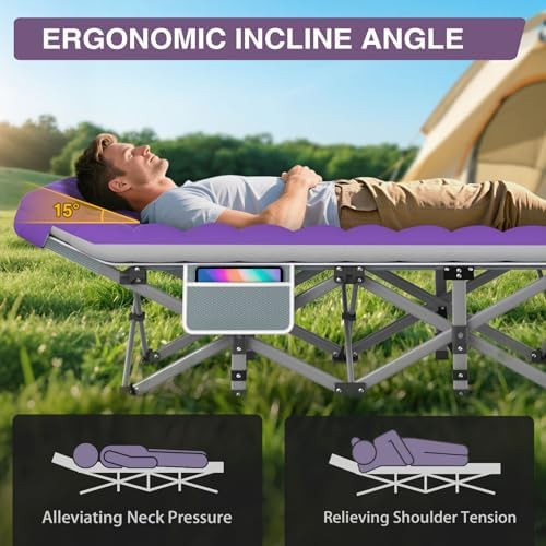 ZENPETIO Folding Camping Cot for Adults, 28" Heavy-Duty Portable Cots Bed - Image 2