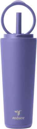 REDUCE Halo 24 oz Stainless Steel Vacuum Insulated Tumbler - Spill Proof Travel Mug with Flip Handle Lid - Keeps Drinks Cold for 32 Hrs - Dishwasher Safe - Cupholder Friendly - Future Dusk by Reduce