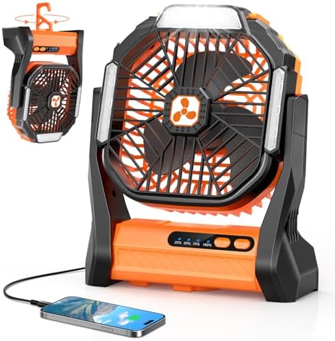 Portable Rechargeable Fan, 20000mAh Cordless Battery Powered Camping Fans by Unknown