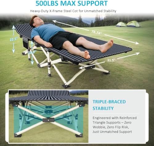 ATORPOK Oversized Camping Cot for Adults, Extra Wide 31.5'' Folding Bed - Image 4