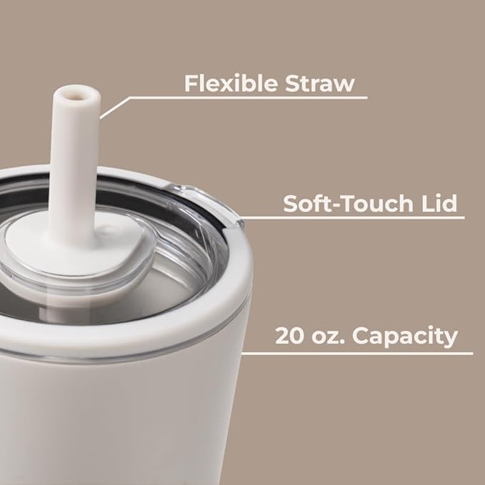 HydroJug Everyday Tumbler 20 oz – Ceramic-Lined Insulated Tumbler with Straw and Soft-Touch Lid, Cup Holder Friendly, Double-Wall Vacuum Insulation, Reusable Travel Cup – Linen - Image 6