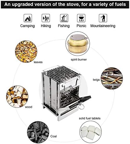 REDCAMP Wood Burning Folding Camp Stove Stainless Steel Grid, Portable Collapsible Backpacking Stove Survival Rocket Stove for Hiking Outdoor Tent Camping Picnic BBQ, Samll - Image 6
