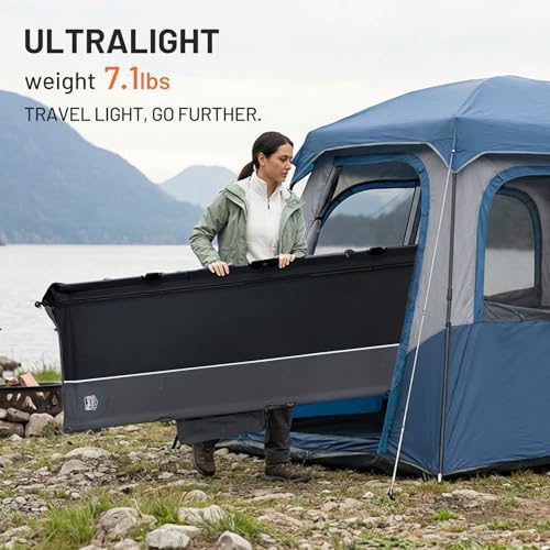 TIMBER RIDGE 20-Second Quick Set-Up Camping Cot, Aluminum Folding Cot - Image 3