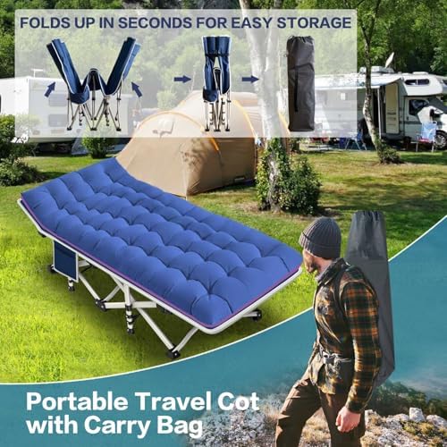 2 Pack Camping Cot with Mattress, Folding Camping Cot for Adults - Image 5