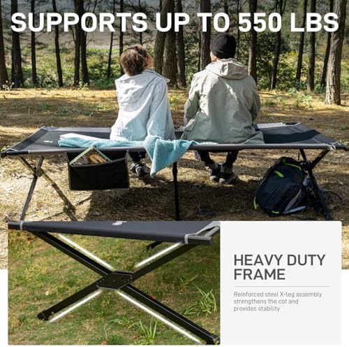 EVER ADVANCED Extra Wide Camping Cot for Adults Oversized XXL Sleeping Cots Folding Cot Bed with Carry Bag, 84.3" L x 41.9" W, Support to 550 lbs - Image 3