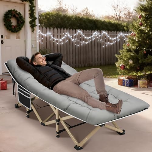 HABUTWAY Camping Cots for Adults, 600lbs Capacity, Folding Camping Cot with Mattress, Sleeping Cots for Adults with Carry Bags for Travel,Beach,Patio,Home Office,Nap Time - Image 2